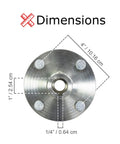 Premium 4X4 Go Kart Live Axle Hubs 2 Pack showing dimensions: 4 inch diameter, 1 inch shaft, 1/4 inch keyway for compatibility.