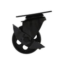 FactorDuty 4 all-black metal swivel plate caster with brake lock, 3-inch, side view