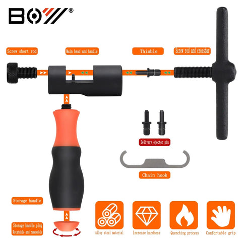 All In One Bike Chain Breaker Tool Set For 1 To 12 Speed Chains Includes Chain Pliers And Wear Indicator Fits Road MTB And Single Speed Bikes For Quick On The Go Repairs, showing components and features guide.