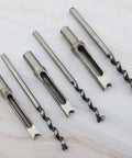 Pro Grade Three Piece Woodworking Square Hole Drill Bit Set With Mortising Chisels And Countersink Bits, High Carbon Steel, various sizes