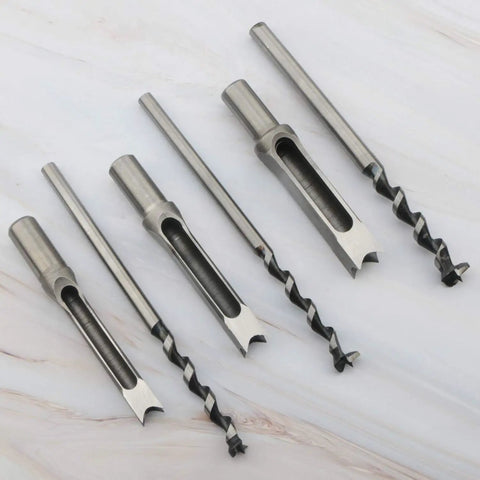 Pro Grade Three Piece Woodworking Square Hole Drill Bit Set With Mortising Chisels And Countersink Bits, High Carbon Steel, various sizes