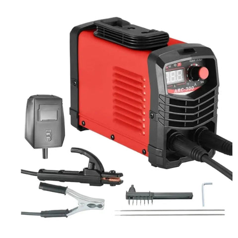 120A 110V MIG and Arc Welding Machine Semi Automatic DC Welder for home shop use, shown with accessories and lightweight design