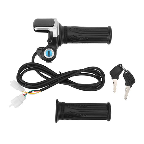 Electric Bike Twist Throttle Grip With Key Lock Set And LED Power Indicator For 48V Motorcycles And Scooters Ergonomic ABS Handlebar Grip Anti Slip Durable Easy Install Plug And Play