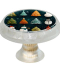 Crystal glass knob with Christmas tree and snowman design from 4 Pack White Cabinet Pull Handles With Mounting Screws, Cute Christmas Tree And Snowman Knobs For Cupboards, Drawers, And Dressers, Crystal Glass Accent, Easy Install Hardware For Kitchen And Furniture Makeover.
