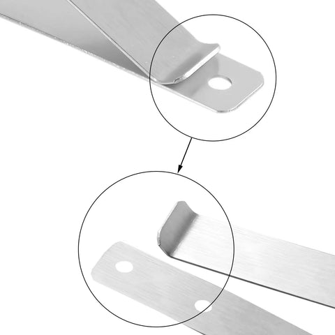 Close-up of 16 Pack Universal Car Visor Clips For Garage Door Remotes, silver snap-on mounts showing clip details and holes.