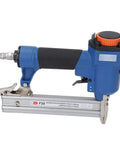 Close-up of Heavy Duty Pneumatic Brad Nailer 18 Gauge Air Powered Nail Gun with ergonomic grip for upholstery and DIY.