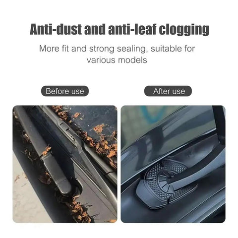 Tesla Cybertruck Wiper Hole Cover Pad Keeps Dang Leaves At Bay Snug Fit Reservoir Shield blocks debris before and after use.