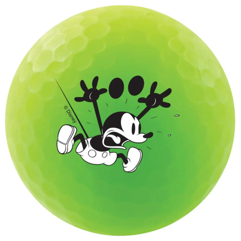 Mickey Mouse Golf Balls 6 Pack With Dope Disney Artwork And Vivid Soft Technology featuring Mickey design on a lime green ball