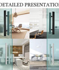Modern Brushed Stainless Steel Barn Door Handle Push Pull For Interior And Exterior Doors Black Finish Commercial Grade