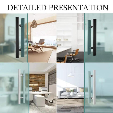 Modern Brushed Stainless Steel Barn Door Handle Push Pull For Interior And Exterior Doors Black Finish Commercial Grade