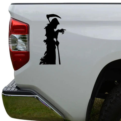 Grim Reaper Scythe Vinyl Decal Sticker Matte Black For Cars Trucks Motorcycles Windows Bumpers And Walls 10 Inch Tall