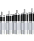 Row of Beefy 100 kg cm High Torque Planetary Gear Motor for DC 12V and 24V Systems with 8mm Shaft, 296 RPM