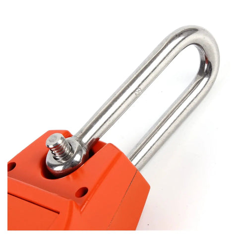 Built Like A Tank Digital Crane Scale With A Slick Backlit Lcd Screen And Solid Stainless Hook For Tracking Big Game Livestock Weigh Ins And Daily Job Site Hauls, close-up view of stainless hook and rugged frame.