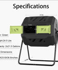 43 Gallon Outdoor Tumbler Compost Bin With Dual Compartment Design Rotating Garden Composter For Efficient Aeration And No Fuss Two Step Composting Green Door