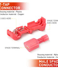 Rapid Quick Splice T Tap Connectors Kit For 22-16 AWG Wire showing plastic housing and spade terminal details.