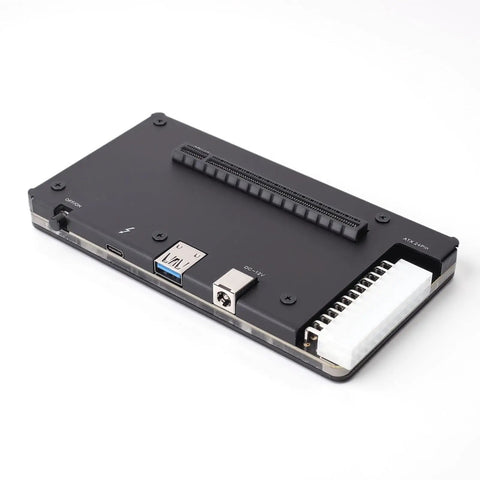 Level Up Your Rig With This Plug And Play External Gpu Enclosure Thunderbolt 4 Usb4 Pcie 16X Dock angled view revealing ports and connectors.