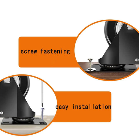Heavy Hitter 4 Inch Furniture Caster Wheels Featuring Quiet Polyurethane Rollers And Secure Locking Swivel Brakes built with screw fastening for easy installation.