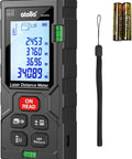 Laser Distance Meter Workhorse with 196 feet range, backlit LCD, IP54 waterproof, bubble level, and batteries included.