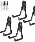 Heavy Duty Steel Wall Mount Hooks For Garage And Garden Tool Organization, Small U Hooks Black 4 Pack With Anti Slip PVC Coating