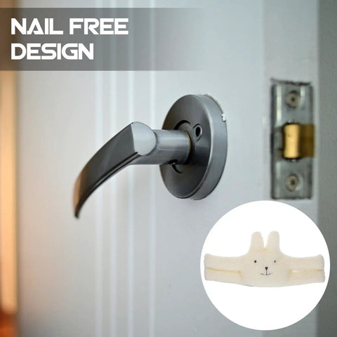 Fluffy White Door Stopper For Home And Office on door handle, soft durable wall protector that prevents finger pinching and noise