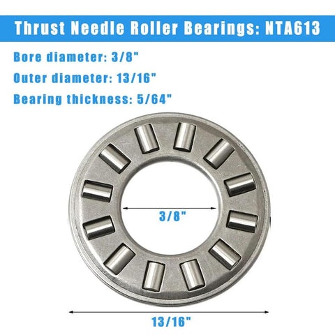 Set Of Four NTA613 Thrust Needle Roller Bearings With TRA613 Washers, Bore Three Eighths Inch And Outer Diameter Thirteen Sixteenths Inch