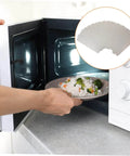 Six Piece Microwave Mica Sheet Covers For Heat Shield And Insulation shown with oven and food example