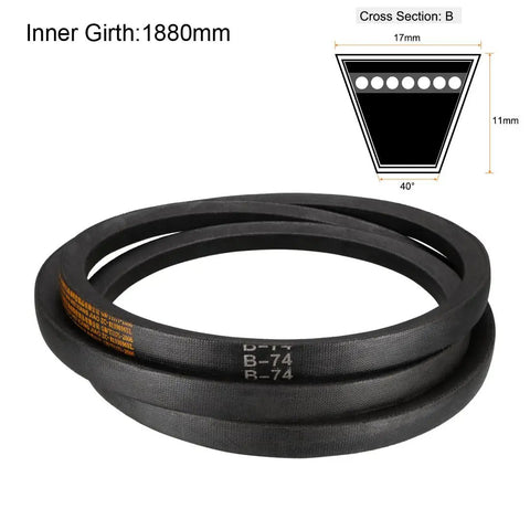 V Belt B Section 74 Inch Inner Length Neoprene Rubber Drive Belt For Machinery And Equipment Oil And Water Resistant