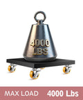 Beefy 4 Inch Industrial Locking Casters Set Of 4 Rock Solid Four K Heavy Duty Swivel Wheels For Carts And Workbenches Thick Steel Plate Mount In Bright Orange on a black platform with a 4000 lbs weight.