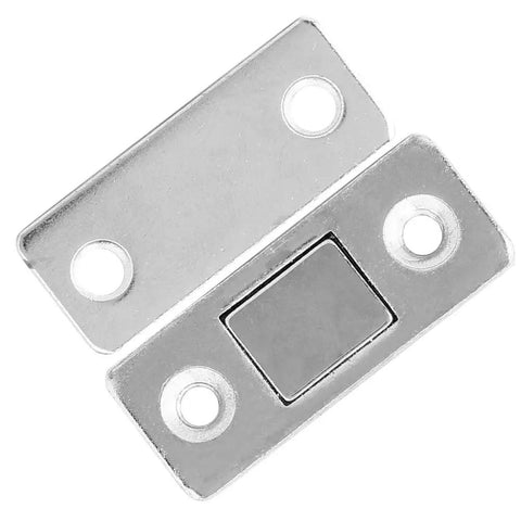 Stainless Steel Cabinet Door Magnets Set 10 Pcs Sliding Door Catches With Double Sided Tape For Cabinets Closets Drawers Concealed Magnetic Hardware Durable Rust Resistant No Drilling Needed close-up view