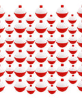 60 Piece Fishing Floats Set Hard ABS Push Button Round Buoys For Tackle Accessories One Inch And One And A Half Inch Red And White With Metal Hook Great For Catching Fish And DIY Decor.