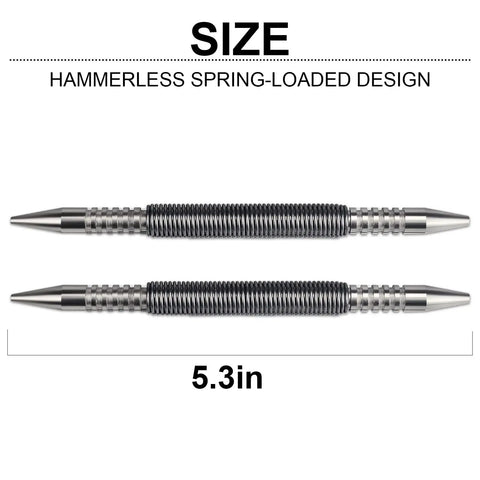 Dual Head Nail Setter Set With Spring Loaded, Hammerless Design, 3/32 Inch And 1/8 Inch Tips, 3500 PSI Striking Force Counter Punch