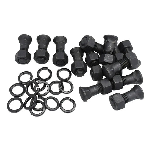 15 Piece Bolt Nut Washer Kit 5J4773 DBD90 0004 Compatible With D4H D5 Excavator 321C Replacement Hardware For Pallet Jack And Lift Truck Wheels, black bolts and washers