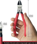 6 Inch Flush Cut Wire Cutters Set 5 Pack With Non Slip Handles, Spring Loaded Diagonal Cutting Pliers in hand