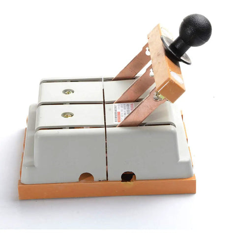 Heavy Duty Kickass 400 Volt 100 Amp 3 Pole Double Throw Electric Brake Safety Closing Switch For Industrial Panel Mount Systems, metal construction.