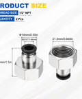 2 Pack Push To Connect Fittings 1/2 NPT Female Straight Quick Connect For 5/16 Inch Air Tubing Nickel Plated Brass