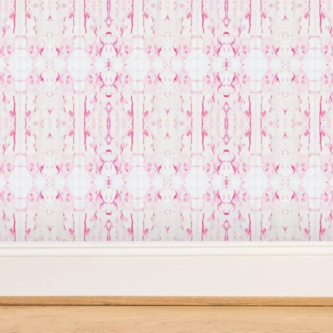 Rock Solid Abstract Wallpaper with Faux Acid Pattern designed for Busy Homes and Shops PVC Free Heavy Duty Polyester Face in pink design.