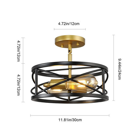 Crystal Semi Flush Mount Ceiling Light With Four Lights Sleek Modern Black Chandelier dimensions in inches and cm
