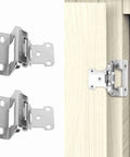 Two Pack Self Closing Cabinet Hinges Steel Semi Wrap Overlay For Kitchen Bathroom RV Boat Campervan One Half Inch Easy Install