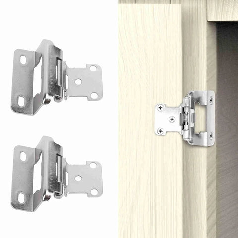 Two Pack Self Closing Cabinet Hinges Steel Semi Wrap Overlay For Kitchen Bathroom RV Boat Campervan One Half Inch Easy Install