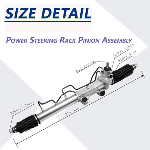 Power Steering Rack And Pinion Assembly Direct Fit For Toyota Tacoma And 4Runner 1995 Through 2004 hydraulic replacement size detail
