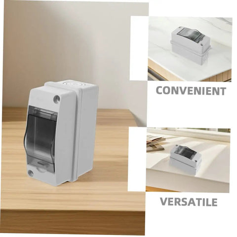 Weatherproof Electrical Junction Box With Transparent Cover For Outdoor Industrial Control Panels And Power Enclosures, IP65 Rated, shown on a table