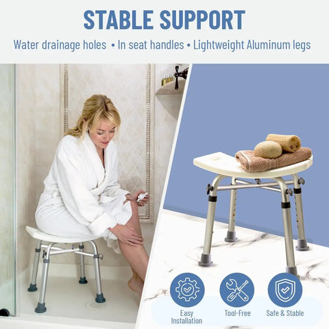 Heavy Duty Adjustable Shower Chair For Inside Shower And Tub Supports Up To 500 Lbs Non Slip Bath Stool shown in bathroom