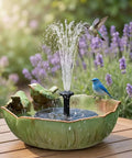 Green Solar Powered Ceramic Bird Bath Fountain With Large Capacity Bowl For Outdoors Easy Breezy Hummingbird Attracting Water Feature