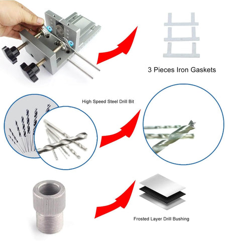 Dowel Jig Kit With Quick Release, Pro Grade Self Centering And Adjustable 6mm 8mm 10mm Drill Sleeve Options, 3 In 1 Biscuit Joiner Set
