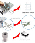 Pro DIY Dowel Jig Kit For Woodworking 3 In 1 Panel Handheld Tool with drill bits, gaskets, positioning rod, and frosted bushings.