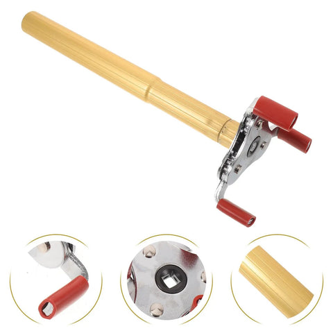 Ladder Free Smoke Sensor Assembly Removal Tool With A Rock Solid Aluminum Jaw And Extended Reach For High Ceiling Fire Alarm Extraction Drop Your Ladder Today showing heavy-duty aluminum pole with red rubber ends.