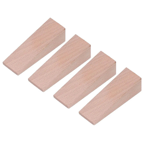Four Pack Wooden Door Stops Anti Slip Nail Free For Doors In Living Room, Bedroom, And Bathroom Seams With Reinforced Hollow Design