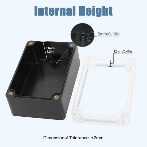 Rugged Outdoor Electrical Junction Box IP65 Waterproof Dustproof ABS Plastic Enclosure With Clear Cover, Size 3.9 x 2.6 x 1.9 Inches