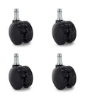 Built Tough 2 Inch Black Twin Wheel Swivel Furniture Casters With Brake Rolls Smooth And Loads Solid For Couches And Display Shelves Quick Lock Stop Fits 7 16 By 7 8 Inch Friction Stem Cup Easy Setup Pack Of 4