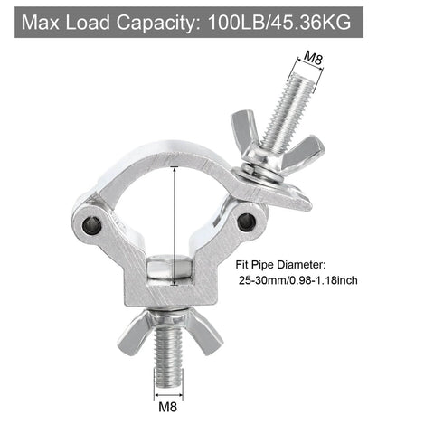 Heavy Duty Aluminum Stage Lighting O Clamp For 0.98 To 1.18 Inch OD Tube Sturdy Truss Clamps With Single Buckle Handles